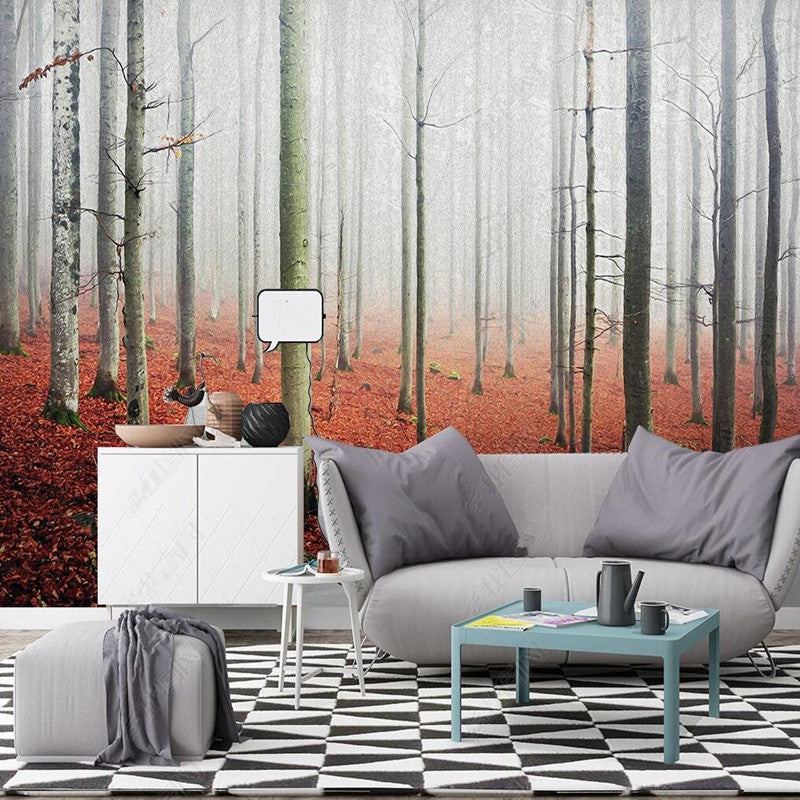 Bare Trees Forest Painting Wallpaper Wall Mural Wall Covering