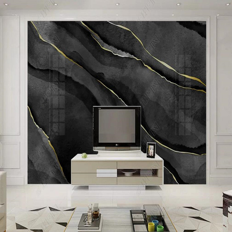 Black Gray Stone Patterned Marble Slab Marble Wallpaper Wall Mural Wall Covering