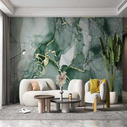 Green Stone Pattern Marble Rock Panel Marble Wallpaper Wall Mural Wall Covering