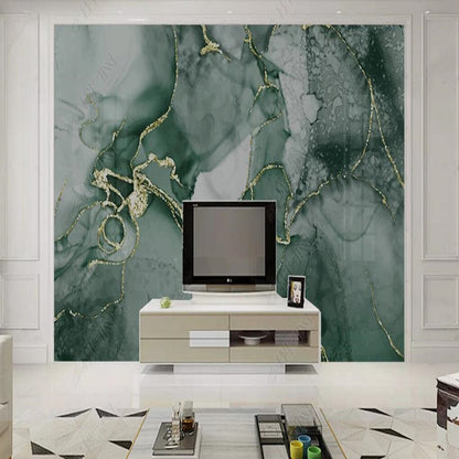 Green Stone Pattern Marble Rock Panel Marble Wallpaper Wall Mural Wall Covering