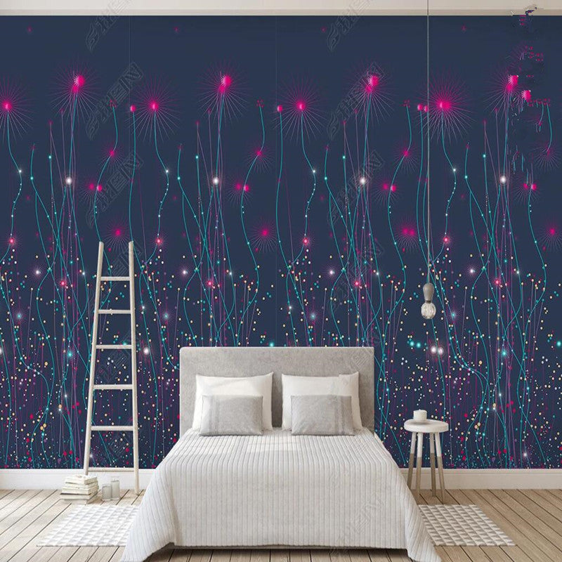 Starry Sky Glowing Flower Watercolor Wallpaper Wall Mural Wall Covering Home Decor