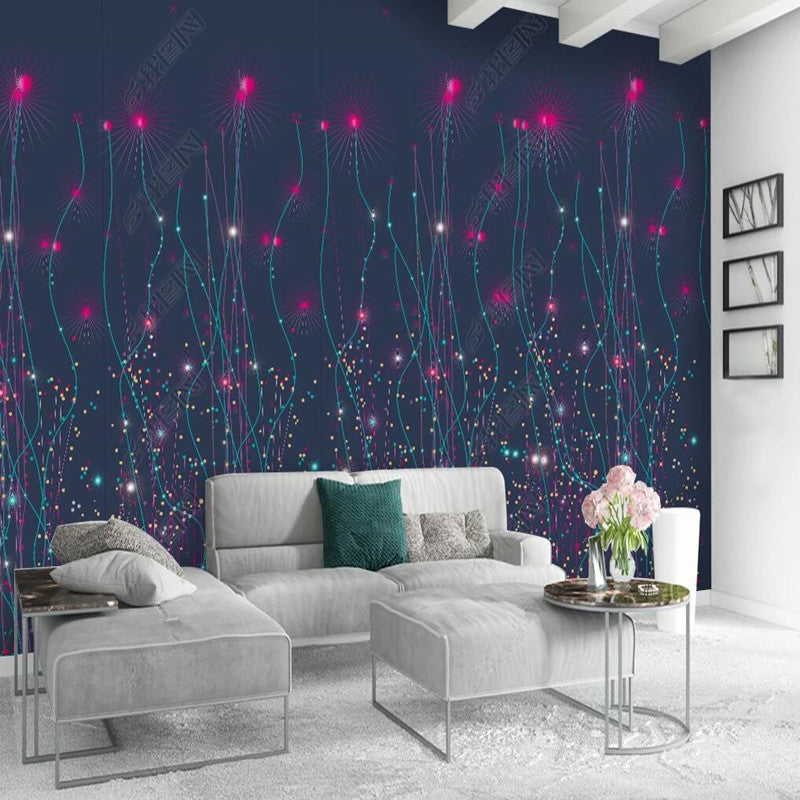 Starry Sky Glowing Flower Watercolor Wallpaper Wall Mural Wall Covering Home Decor