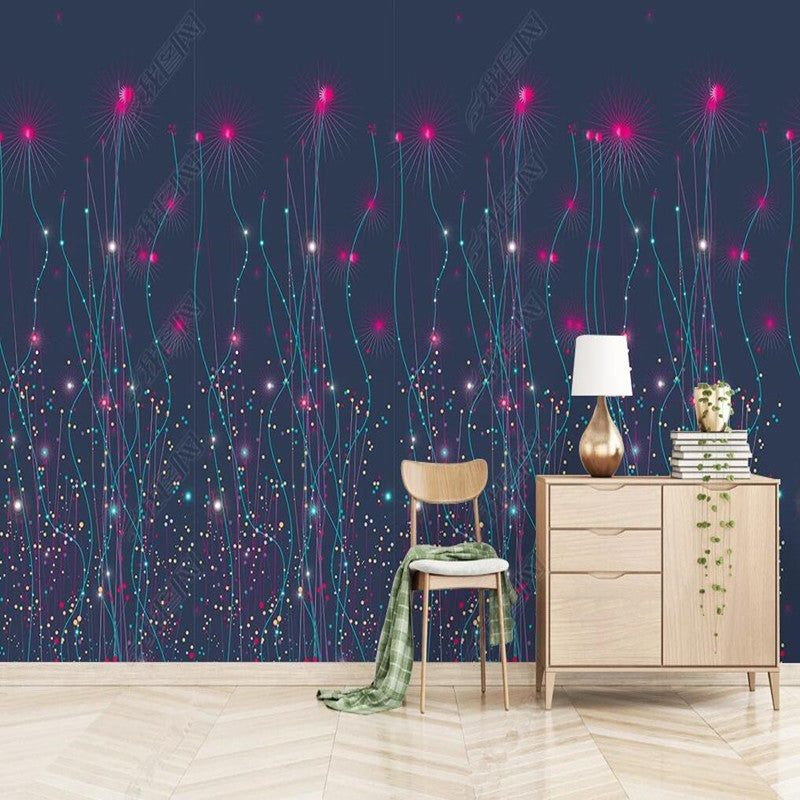 Starry Sky Glowing Flower Watercolor Wallpaper Wall Mural Wall Covering Home Decor