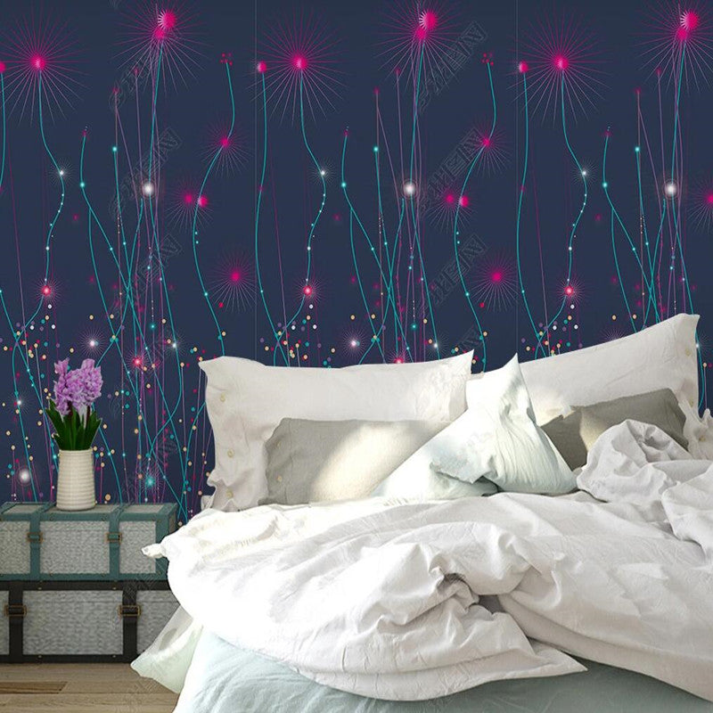 Starry Sky Glowing Flower Watercolor Wallpaper Wall Mural Wall Covering Home Decor