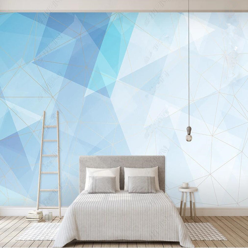 Abstract Blue Line Geometry Geometric Wallpaper Wall Mural Home Decor