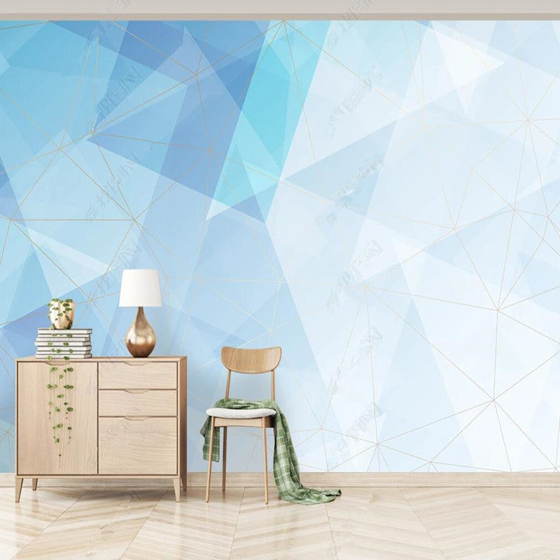 Abstract Blue Line Geometry Geometric Wallpaper Wall Mural Home Decor