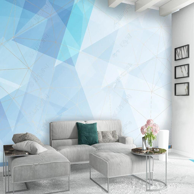 Abstract Blue Line Geometry Geometric Wallpaper Wall Mural Home Decor