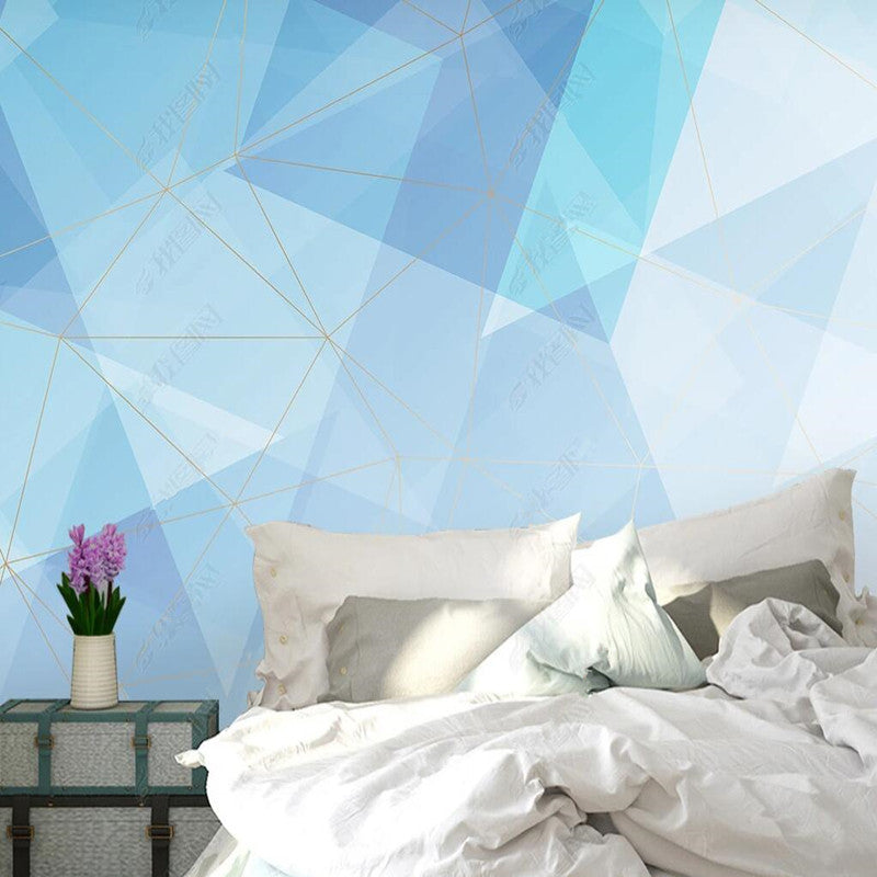 Abstract Blue Line Geometry Geometric Wallpaper Wall Mural Home Decor