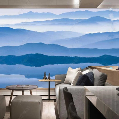 Abstract Blue Mountains Landscape Wallpaper Wall Mural Wall Covering