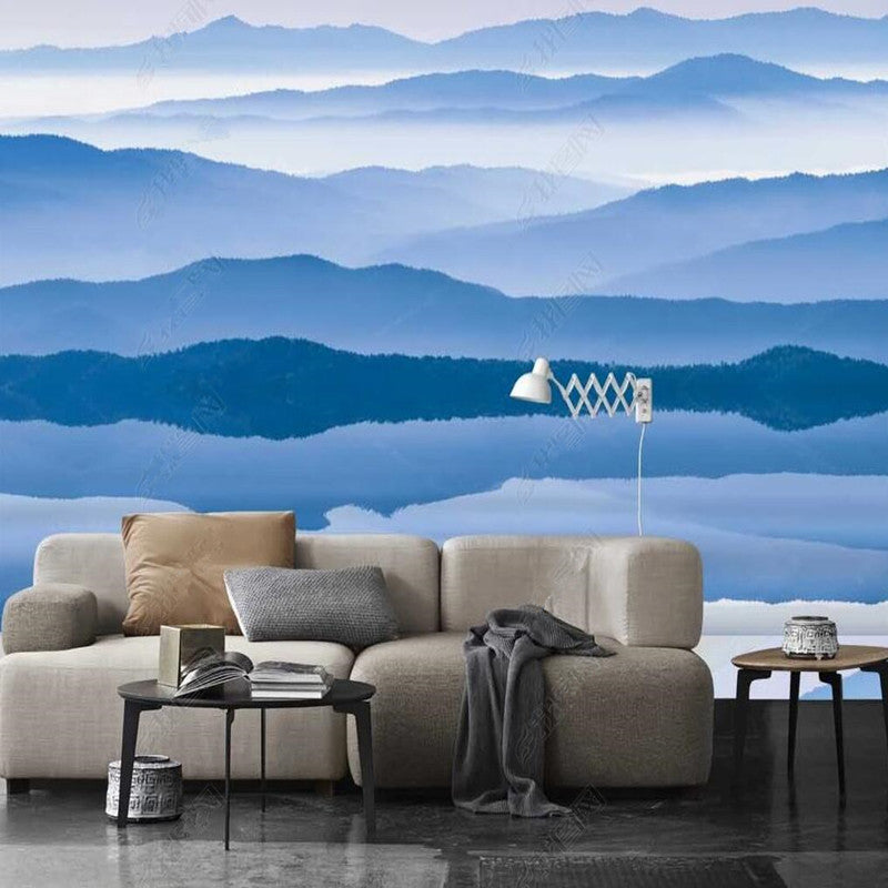 Abstract Blue Mountains Landscape Wallpaper Wall Mural Wall Covering