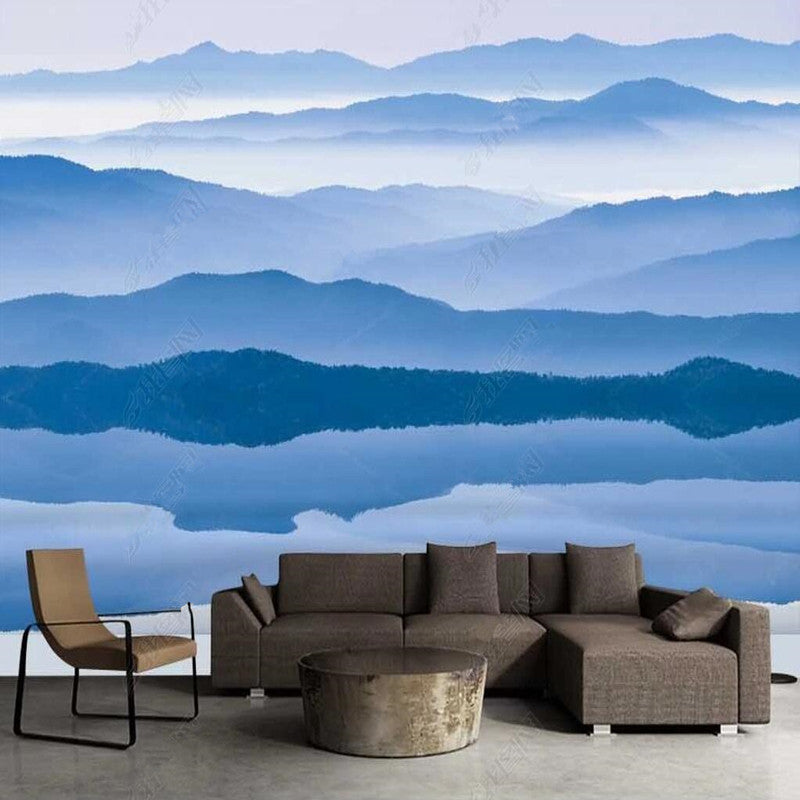 Abstract Blue Mountains Landscape Wallpaper Wall Mural Wall Covering