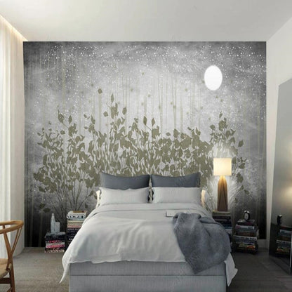 Abstract Grey Trees Forest Painting Wallpaper Wall Mural Wall Covering