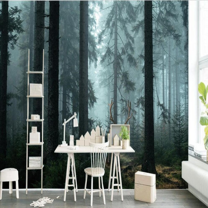 Spring Pine Trees Forest Painting Wallpaper Wall Mural Wall Covering