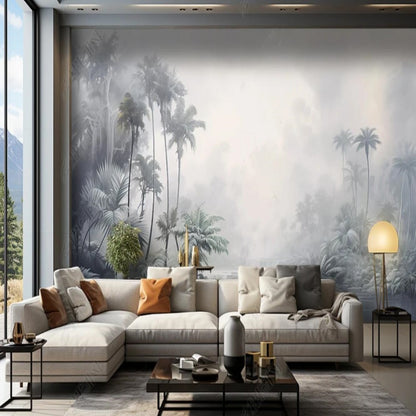 Abstract Grey Palm Trees Forest Painting Wallpaper Wall Mural Wall Covering