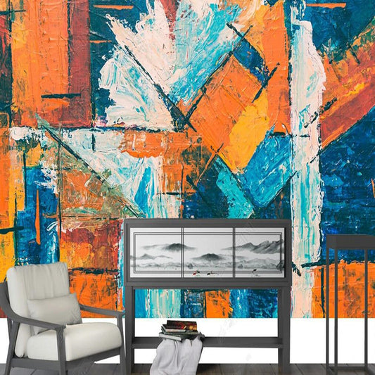 Retro Nostalgic Abstract Art Oil Painting Graffiti Wallpaper Wall Mural Home Decor