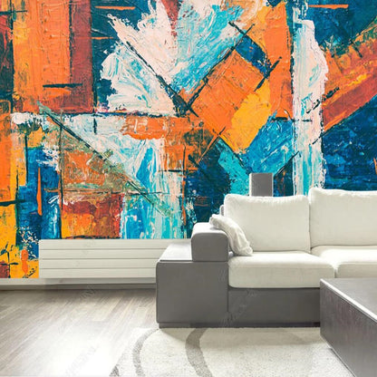 Retro Nostalgic Abstract Art Oil Painting Graffiti Wallpaper Wall Mural Home Decor