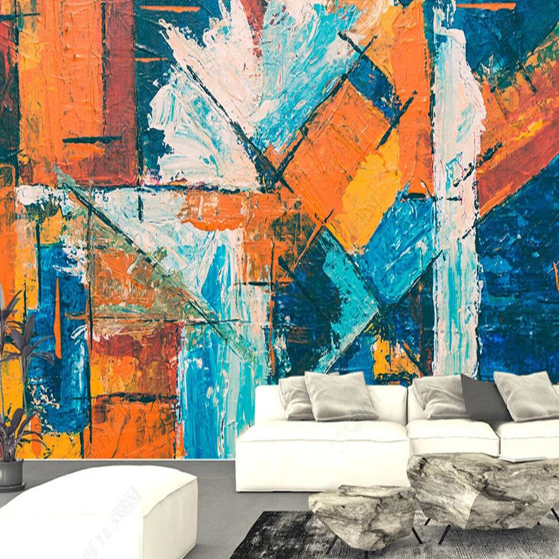 Retro Nostalgic Abstract Art Oil Painting Graffiti Wallpaper Wall Mural Home Decor