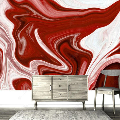 White and Red Creative Mixed Watercolor Paint Brushstrokes Wallpaper Wall Mural Home Decor