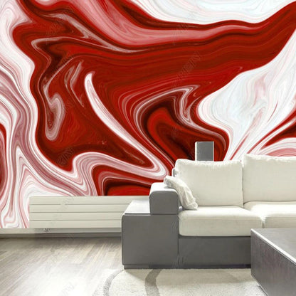 White and Red Creative Mixed Watercolor Paint Brushstrokes Wallpaper Wall Mural Home Decor