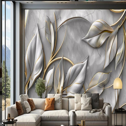 Abstract Simple Leaf Wallpaper Wall Mural Wall Covering