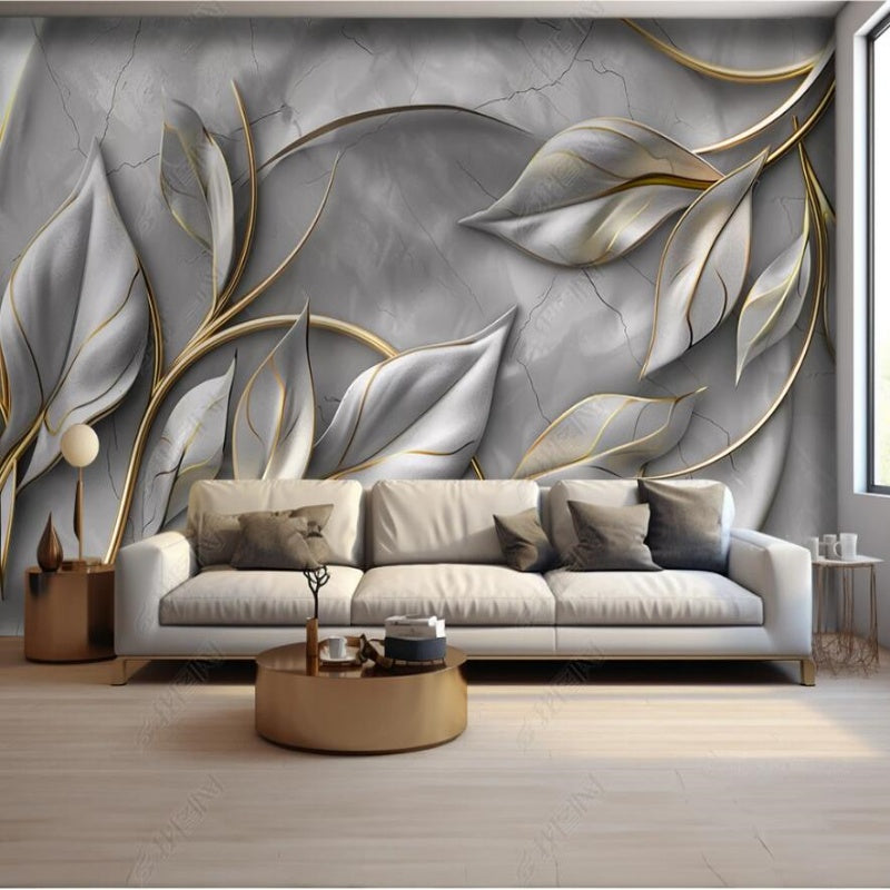 Abstract Simple Leaf Wallpaper Wall Mural Wall Covering