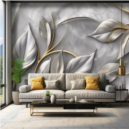 Abstract Simple Leaf Wallpaper Wall Mural Wall Covering