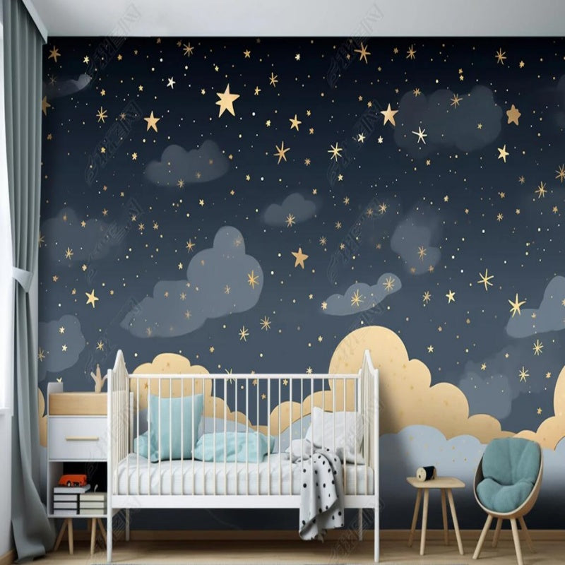 Cartoon Stars and Clouds Nursery Wallpaper Wall Mural Home Decor