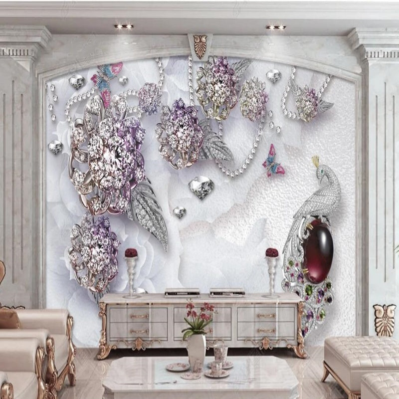 3D Jewelry Flowers Wallpaper Wall Mural Home Decor