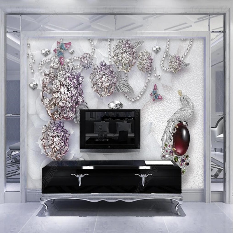 3D Jewelry Flowers Wallpaper Wall Mural Home Decor