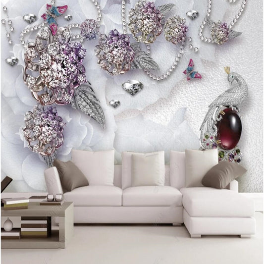 3D Jewelry Flowers Wallpaper Wall Mural Home Decor