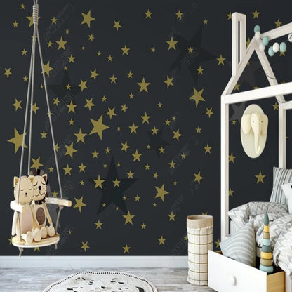 Cartoon Yellow Stars Kids' Babies' Children's Nursery Wallpaper Wall Mural Home Decor