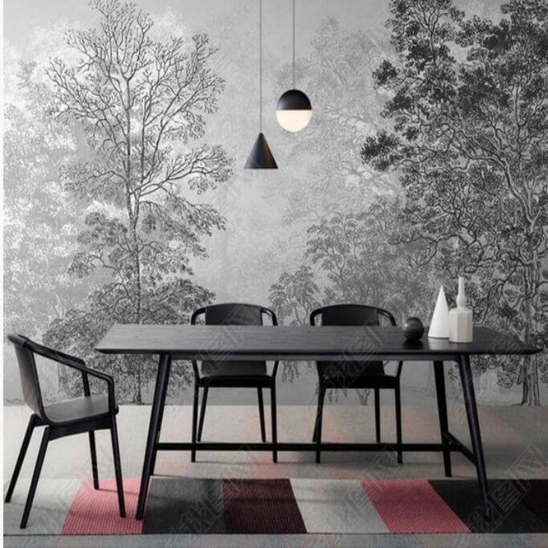 Abstract Grey Trees Forest Landscape Wallpaper Wall Mural Home Decor