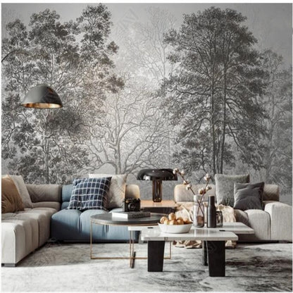 Abstract Grey Trees Forest Landscape Wallpaper Wall Mural Home Decor