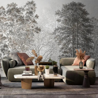 Abstract Grey Trees Forest Landscape Wallpaper Wall Mural Home Decor