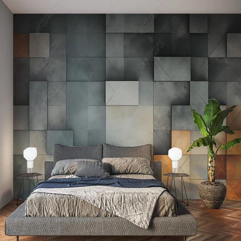 Simple Retro Geometric industrial Gray Wallpaper Wall Mural Home Decor