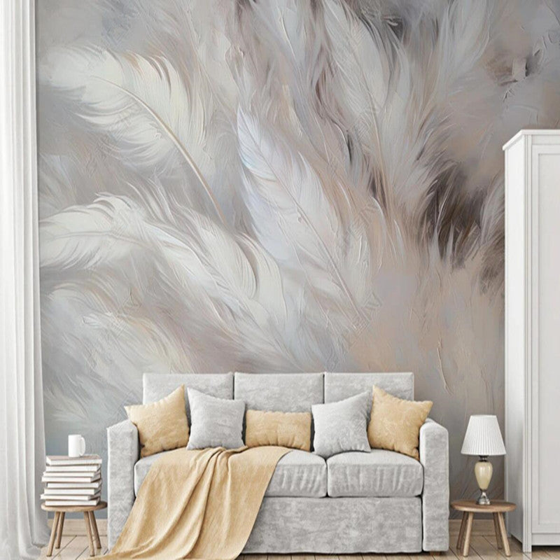 Simple Beautiful White Feathers Wallpaper Wall Mural Wall Covering