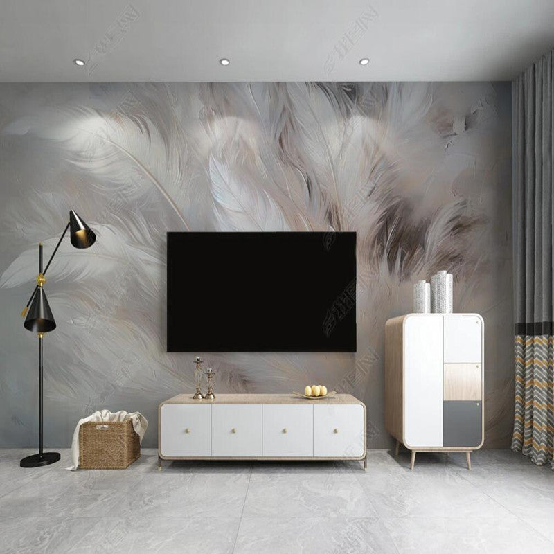 Simple Beautiful White Feathers Wallpaper Wall Mural Wall Covering