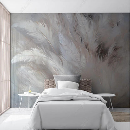 Simple Beautiful White Feathers Wallpaper Wall Mural Wall Covering