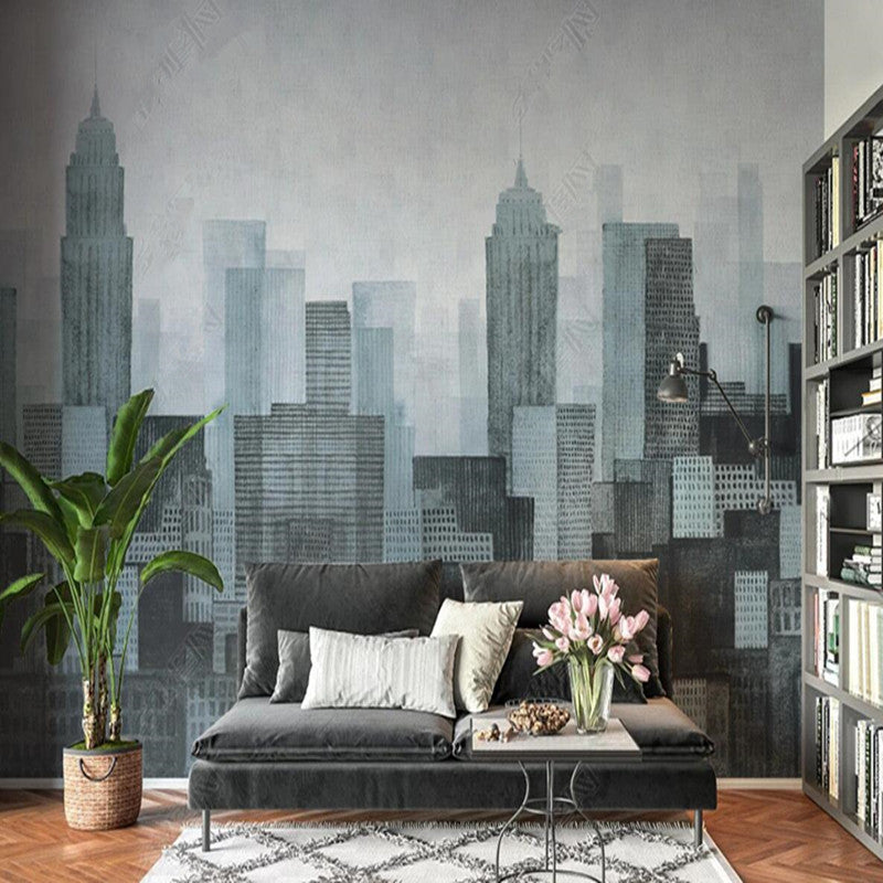 Retro Architecture Industrial Grey Geometric Wallpaper Wall Mural Home Decor