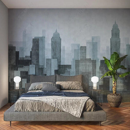 Retro Architecture Industrial Grey Geometric Wallpaper Wall Mural Home Decor