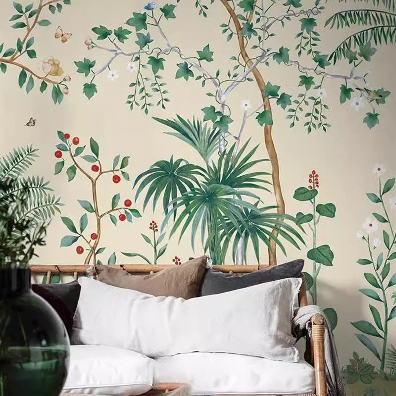 Chinoiserie Flowers Trees Plants Wallpaper Wall Mural Home Decor