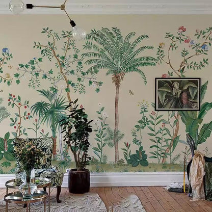 Chinoiserie Flowers Trees Plants Wallpaper Wall Mural Home Decor