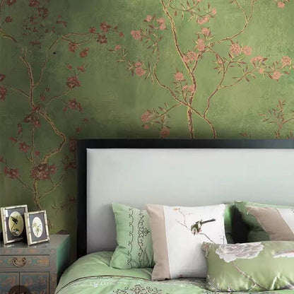 Chinoiserie Flowers Trees Wallpaper Wall Mural Home Decor