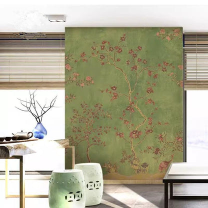 Chinoiserie Flowers Trees Wallpaper Wall Mural Home Decor