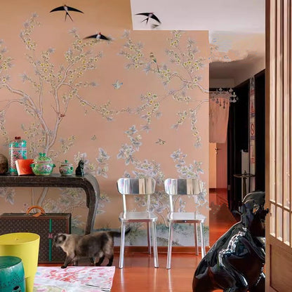 Chinoiserie Flowers Trees Vines Wallpaper Wall Mural Home Decor