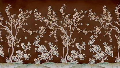 Chinoiserie Flowers Trees Vines Wallpaper Wall Mural Home Decor