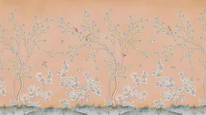 Chinoiserie Flowers Trees Vines Wallpaper Wall Mural Home Decor