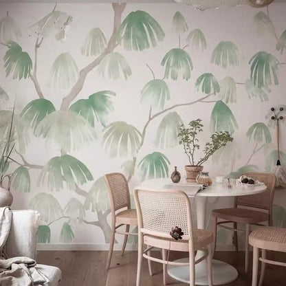 Chinoiserie Ink Pine Trees Wallpaper Wall Mural Home Decor