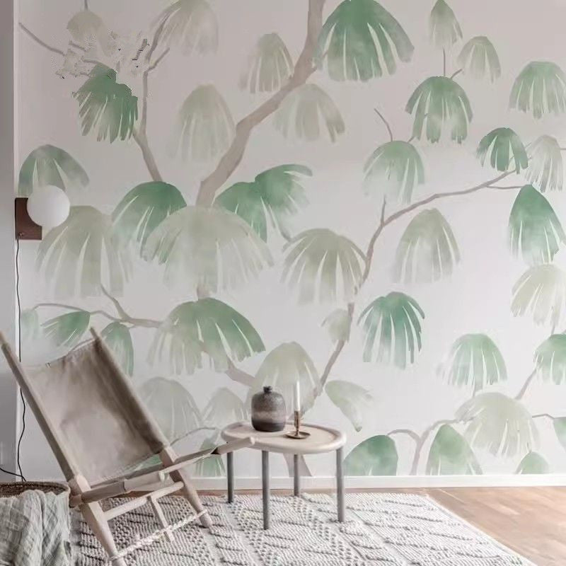 Chinoiserie Ink Pine Trees Wallpaper Wall Mural Home Decor