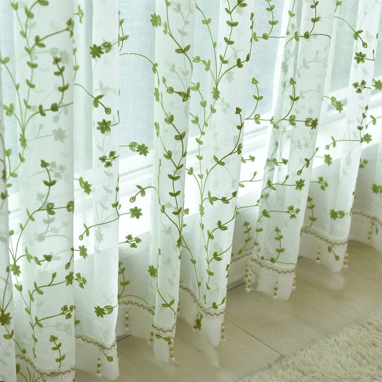 One Panel Embroidery Sheer Curtains, Premium Sheer Curtain for Living Room Bedroom Balcony